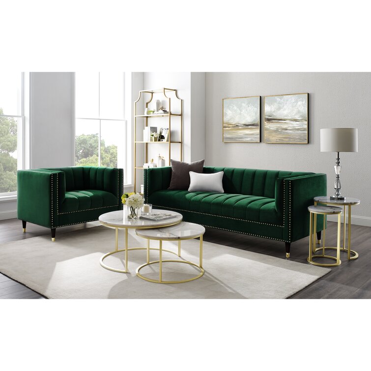 Hunter green deals living room set